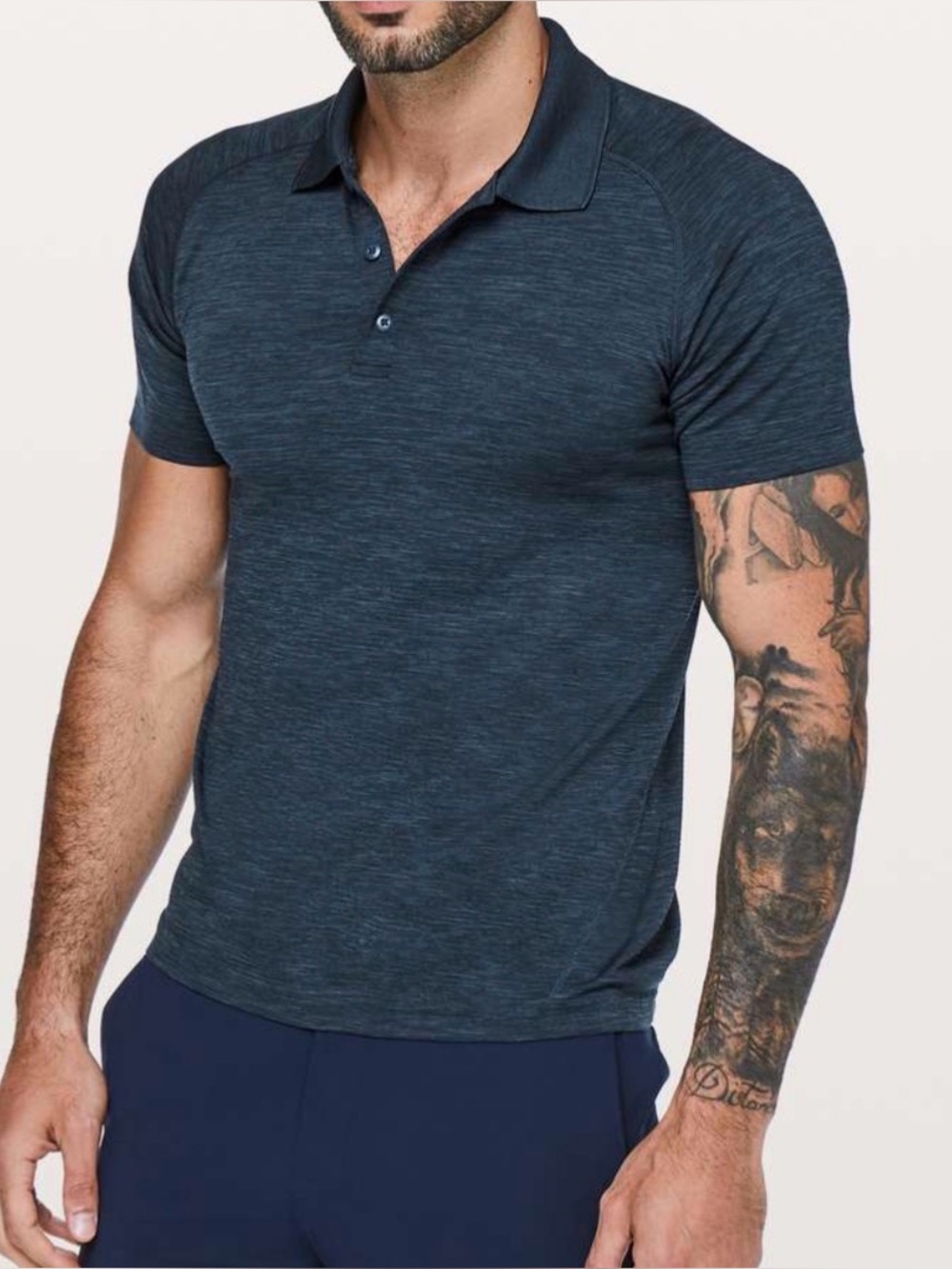 Lululemon Metal Vent Tech Polo Shirt Mens Dark Teal Heather Short Sleeve Size M